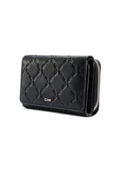 Čierna kožená dámska peňaženka s monogramom PORES-0882A-99(W25)