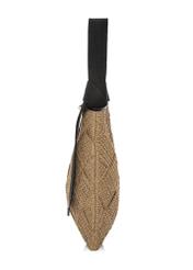 Béžová dámska kabelka z prírodného vlákna TOREC-1039-1E(W26) - bočný pohľad na produkt, na bielom podklade.