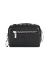 Čierna pánska kožená peňaženka PORMS-0689-9I(W26), pohľad spredu na bielom pozadí.