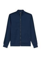 Pánska tmavomodrá mikina BLZMT-0075-68(Z25), pohľad spredu na bielom pozadí.