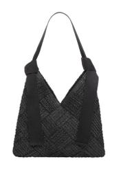 Čierna dámska kabelka z prírodného vlákna TOREC-1039-99(W26), pohľad spredu na bielom pozadí.