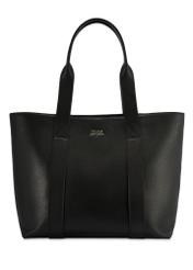 Čierna elegantná dámska nákupná taška TORES-1200-99(Z25), pohľad na produkt spredu na bielom pozadí.