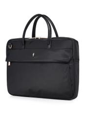 Čierna dámska taška na notebook TOREN-0344-99(W26), diagonálny pohľad na produkt na bielom pozadí.