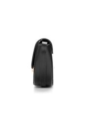 Čierna polkruhová dámska taška cez rameno TOREC-1127-99(W26), bočný pohľad na produkt na bielom pozadí.