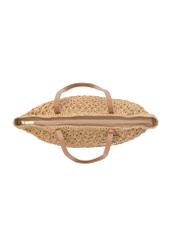 Slamená nákupná taška TOREC-1218-1E(W26) - pohľad na produkt zhora, na bielom pozadí.