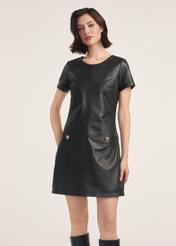 Čierne kožené mini šaty SUKDS-0052-1276(Z25)