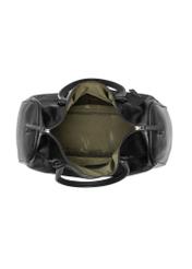 Pánska čierna kožená cestovná taška TORMS-0500-99(W26) - pohľad na produkt zhora, na bielom pozadí.