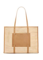 Veľká dámska slamená kabelka TOREC-1224-1E(W26) - pohľad na produkt spredu, na bielom pozadí.