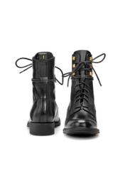 Čierne dámske kožené topánky so šnurovaním BUTYD-1202-99(Z25)