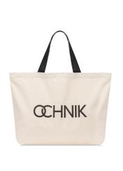 Bavlnená taška ecru TOREN-0136-1E(W26) - pohľad spredu na produkt, na bielom pozadí.