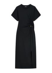 Čierne bavlnené midi šaty SUKDT-0273-99(W26)