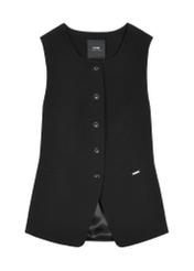 Čierna elegantná dámska vesta KAMDT-0040-99(Z26) - pohľad spredu na produkt, na bielom pozadí.