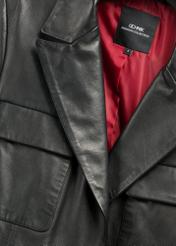 Čierna dámska kožená bunda s opaskom KURDS-0545-99(W26)