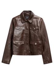 Dámska tmavohnedá kožená bunda KURDS-0589-1I(W26)
