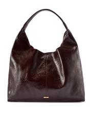 Veľká hnedá kožená dámska kabelka TORES-1179-1I(W26), pohľad spredu na bielom pozadí.