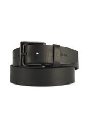 Black men's leather belt PASMS-0271-99(Z25), product view from the front on a white background.