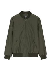 Pánska khaki bomber bunda KURMT-0413-8D(W26) - pohľad spredu na produkt, na bielom pozadí.