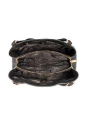 Čierna kožená dámska nákupná taška TORES-1264-9I(W26), pohľad na produkt vo vnútri na bielom pozadí.