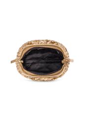 Kožená zlatá pletená dámska kabelka TORES 1291-2X(W26) - pohľad na produkt zhora, na bielom podklade.