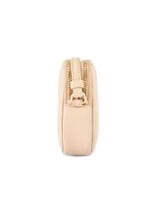 Malá béžová kožená dámska kabelka TORES-0466E-1B(W26) - bočný pohľad na produkt, na bielom pozadí.