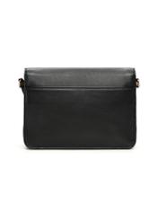 Dámska čierna kožená taška cez rameno TORES-1316-99(Z26) - pohľad na produkt zozadu, na bielom pozadí.