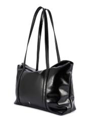 Čierna dámska nákupná taška TOREC-1206-9F(W26) - diagonálny pohľad na produkt, na bielom pozadí.