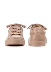 Dámske ružové kožené tenisky BUTYD-1068-5D(W26), pohľad na produkt spredu a zozadu na bielom pozadí.