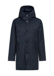 Pánska zimná bunda v tmavomodrej farbe KURMT-0387-69(Z25), pohľad na produkt spredu na bielom pozadí.