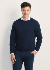Tmavomodrý pánsky basic sveter SWEMT-0114A-69(Z25)
