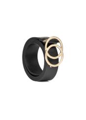 Čierny dámsky opasok s motívom krokodílej kože PASDS-0172E-99(Z25), diagonálny pohľad na produkt na bielom pozadí.