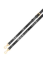 Čierna malá kabelka z krokodílej kože TORES-1233-9G(W26), detailný záber na odnímateľný popruh produktu, pohľad na bielom pozadí.