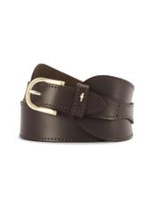 Brauner Leder-Damengürtel PASDS-0330-90(Z25), Produktansicht von vorne auf weißem Hintergrund.