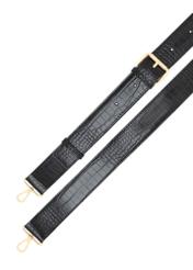 Čierna malá dámska kabelka z krokodílej kože TOREC-1172-9G(W26), pohľad na produkt s popruhom na bielom pozadí.