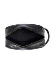 Čierna kožená pánska kozmetická taška TORMS-0490-99(W26), pohľad na produkt zvnútra na bielom pozadí.