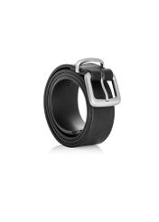 Čierny kožený dámsky opasok PASDS-0312A-99(Z25), diagonálny pohľad na produkt na bielom pozadí.