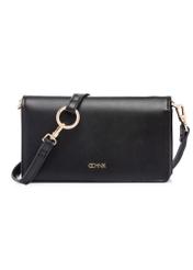 Čierna dámska peňaženka s remienkom POREC-0431-99(W26), pohľad spredu na bielom pozadí.