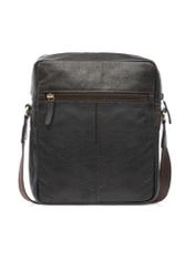 Pánska tmavohnedá kožená taška TORMS-0502-1I(W26) - pohľad na produkt zozadu, na bielom podklade.