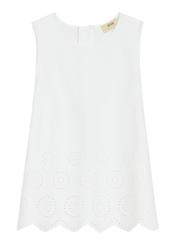 Biela dámska blúzka BLUDT-0207-0B(W26), pohľad spredu na bielom pozadí.