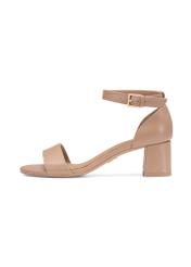 Béžové dámske kožené sandále BUTYD-1179-1B(W26), bočný pohľad na produkt na bielom podklade.