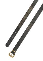 Dámsky kožený opasok PASDS-0312A-97(Z25) z čiernej krokodílej kože, pohľad na produkt s prackou na bielom pozadí.