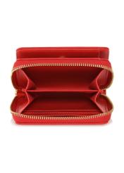 Malá červená dámska peňaženka s logom POREC-0366-4A(W26), pohľad na produkt vo vnútri na bielom pozadí.