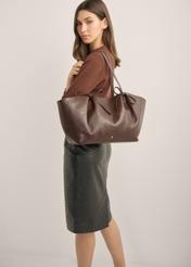 Hnedá kabelka s mašľami typu shopper TOREC-1378-1H(Z26)