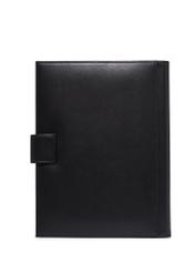 Čierne kožené puzdro na notebook PORMS-0718-99(Z26), pohľad na produkt zozadu na svetlom pozadí.
