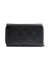 Čierna kožená dámska peňaženka s monogramom PORES-0882A-99(W25)