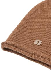 Dámsky kašmírový klobúk v ťavej farbe CZADT-0043-1D(Z26) detail produktu, pohľad na bielom pozadí.