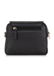 Čierna malá kožená dámska kabelka TORES-0958E-9I(W26), pohľad na produkt zozadu na bielom pozadí.