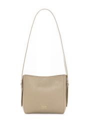 Dámska kožená kabelka TORES-1254-1A(W26) v svetlobéžovej farbe, pohľad spredu na bielom pozadí.