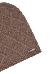 Dámsky kašmírový klobúk v tmavo béžovej farbe CZADT-0231-1K(Z26), detail produktu na bielom pozadí.