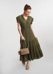 Tmavobéžová dámska crossbody kabelka s retiazkou TOREC-0767B-82(W25)
