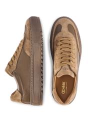 Dámske kožené tenisky v chladnej béžovej farbe BUTYD-1260-1K(W26), pohľad na produkt zhora na bielom pozadí.